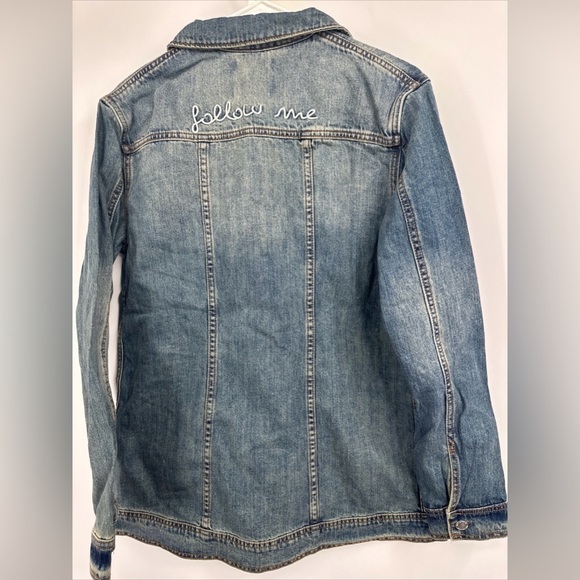 Avec Les Filles Embroidered Follow Me Cotton Longline Denim Jacket Small $98 - Picture 5 of 5
